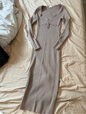 Long Ribbed Knit Dress with Tie Detail Wilfred
